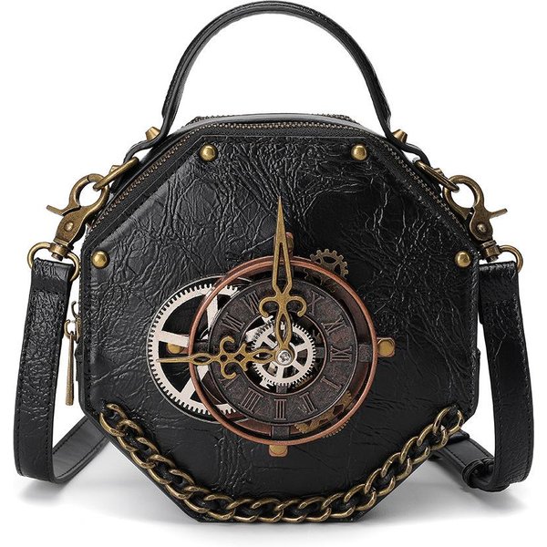 Europejska I AmerykańSka Punkowa Industrialna Retro Torba Damska Na Jedno Ramię, Niszowa Torba Crossbody Do RęKi Black-image