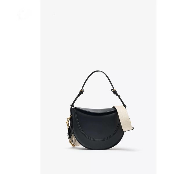 Wysokiej JakośCi GłAdka SkóRa Torebka Na Ramię W KształCie PółKsiężYca Modna Damska Torba Pod Pachę Torebka Crossbody Czarny-image