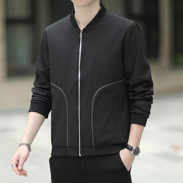 Chaqueta De Cuello Alto Para Hombre, Primavera Y OtoñO, Nueva Moda De OtoñO, Informal, VersáTil, Fina Y Elegante. Xxxxl Black-image