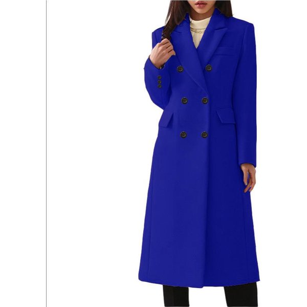 Jesienny I Zimowy Nowy WełNiany PłAszcz Damski Nizi Coat S Blue-image