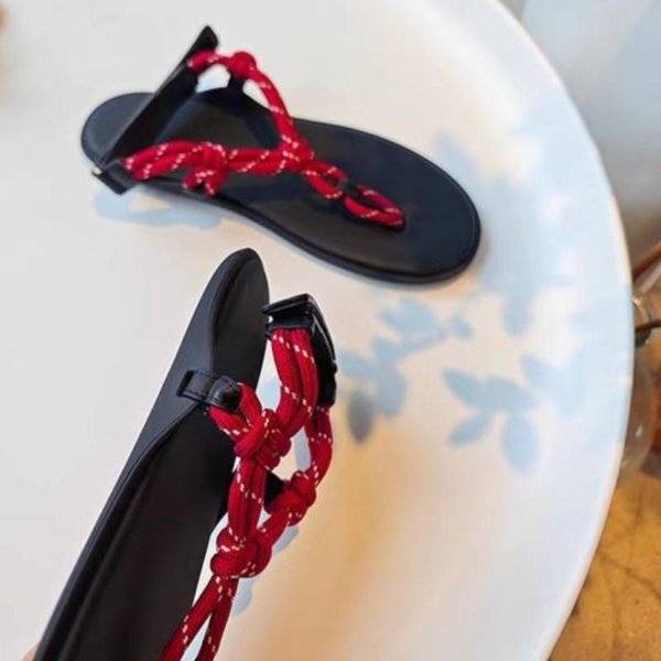 Klapki PłAskie SandałY Damskie PłAskie Letnie Klapki Codzienne Streetwear Buty Rzymskie Kobieta SandałY PlażOwe Damskie Dla Kobiet 35 Czerwony-image