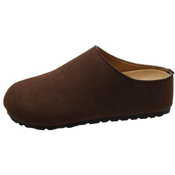 Zapatillas Nuevas Para Mujer De Punta Cerrada Y Punta Redonda, Zuecos De Ante, Sandalias De OtoñO, Nuevas Retro, Color SóLido, Suela Plana, Zapatos Slingback Para Mujer 35 Camello-image