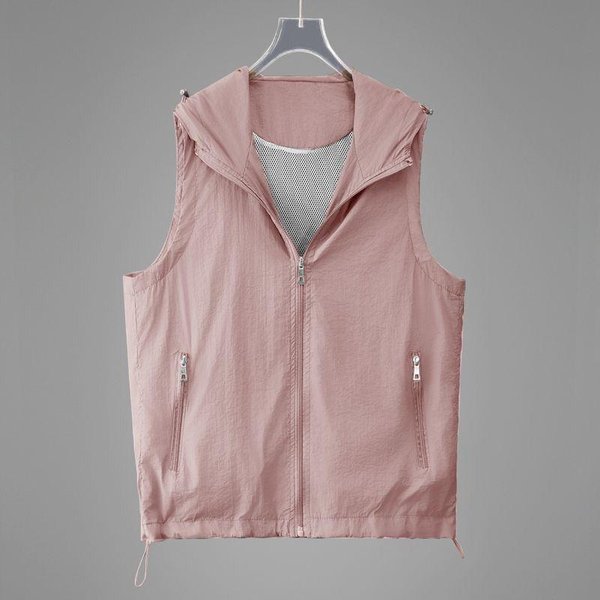 Ropa De ProteccióN Solar De Verano Chaleco Transpirable Abrigo Casual Fino Con Capucha Sin Mangas Chaqueta Cremallera Chaleco Tops Femeninos XS-image