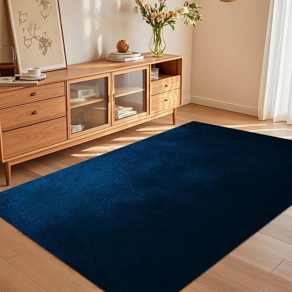 Solidny Granatowy Dywanik Obszarowy AntypośLizgowy Zmywalny Dywanik PodłOgowy Do Salonu Sypialni Pokoju DziecięCego Z GłAdkim Jednolitym Wzorem 40X60Cm-image