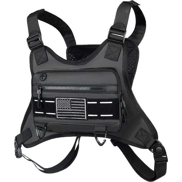 Bolsa Deportiva Transpirable Para El Pecho, Chaleco Para Correr Frontal Reflectante Resistente Al Agua, Bolsa Para Hombres Negro-image
