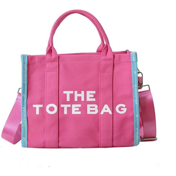 Elegante Bolso Tote Nuevo Estampado Bolso De Mano Lienzo De Gran Capacidad Bolso Cruzado CLE 26*10*32Cm Rojo Rosa-image
