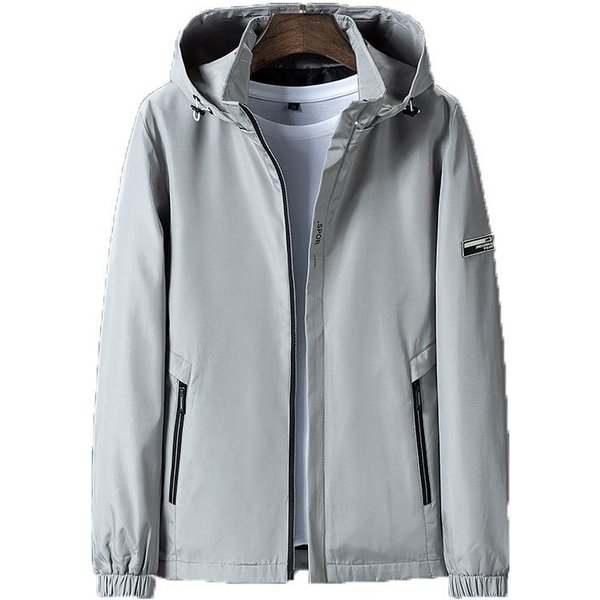 Chaqueta Para Hombre Primavera Nueva Con Capucha Cortavientos Fino Para Hombre Chaqueta Deportiva Casual De Moda Para Hombre Para Primavera Y OtoñO 5XL Gris-image