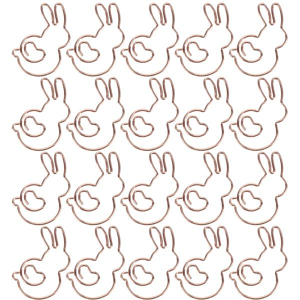 20 Piezas Clip De Papel Oro Rosa Forma De Conejo Animal Forma Especial Oficina Documento Pin Lindo Beige-image