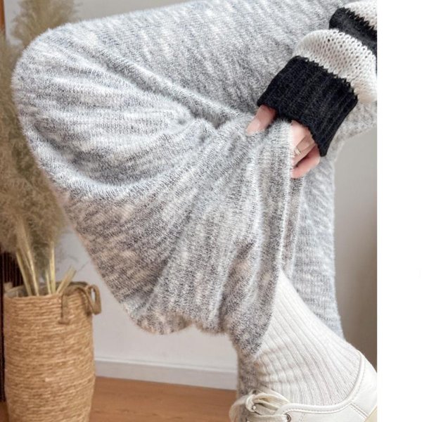 Nuevos Pantalones De OtoñO E Invierno Para Mujer Con Terciopelo Plus Casual De Punto Rectos CaíDos VersióN Estrecha Pantalones De Pierna Ancha XL Gray-image
