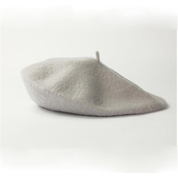 Wielokolorowy WełNiany Kapelusz Beret Kobiety DziewczęTa Wiosna Francuski Vintage Kapelusz Malarza Artysta GłAdka Czapka Beanie Elegancka Dama Wszystko PasująCe Czapki Gray-image