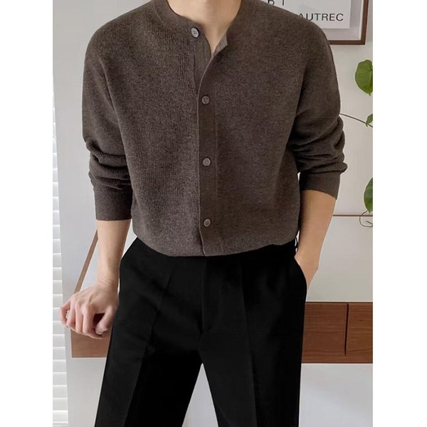 CáRdigan De Punto Para Hombre De Manga Larga Abierto SóLido Casual Holgado XL Gray-image