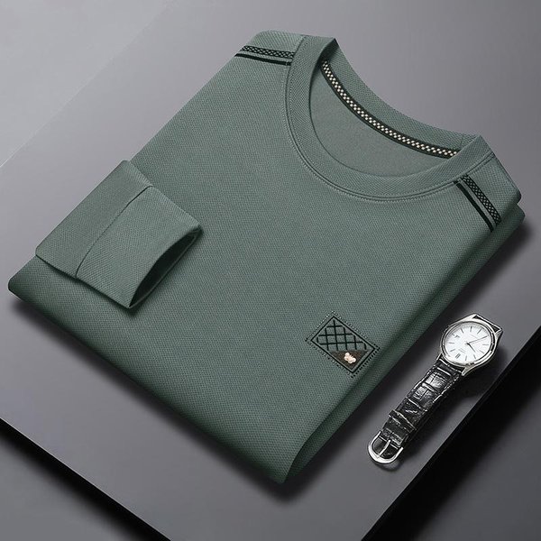 Nueva Camiseta De Manga Larga Con Cuello Redondo Para Hombre De OtoñO, Holgada, CóModa E Informal, Camiseta Interior Para NiñO, Tops De Moda De Tendencia 4XL Gray-image