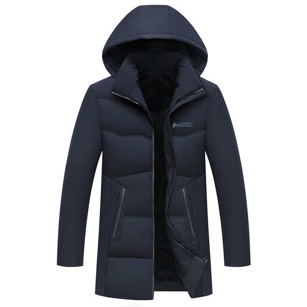 Ropa Acolchada De AlgodóN Para Personas De Mediana Edad Y Ancianos, Gruesa Y CáLida, Sombrero Desmontable Mediano Y Largo, Chaqueta Acolchada De AlgodóN, Chaqueta De Hombre, Ropa De Invierno 5XL 90-100Kg Azul Marino-image