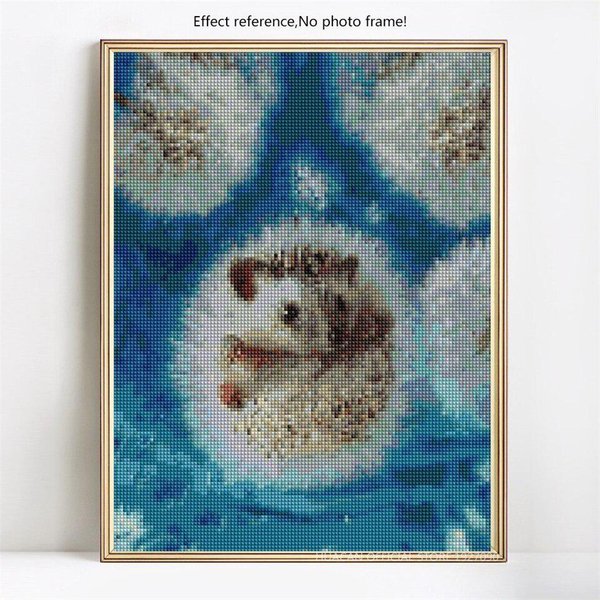 Punto De Cruz Animal Diamante De ImitacióN Pintura De Diamantes Erizo 5D DIY Bordado De Diamantes Redondos Completos 20X30CM-image