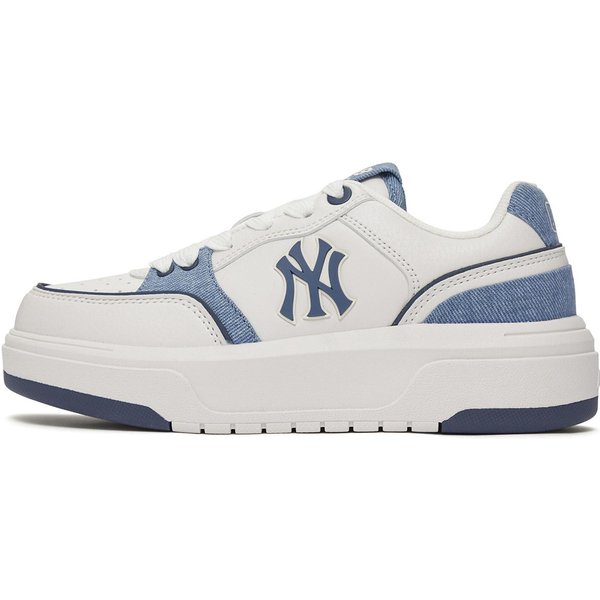 MLB New York Yankees Tela Cuero SintéTico CóModo Tendencia De Moda Deportivas Zapatillas De CañA Baja Unisex Zapatillas Blancas Azul Claro 3ASXD015N-50NYS 36.5 White-image