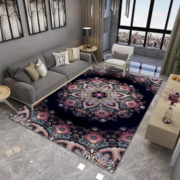 Dywanik Mat Maty Dywan Mandala 3D Bohema Kolorowy Kwiatowy WzóR Nowoczesny Salon WystróJ Domu AntypośLizgowy MięKki Dywanik PodłOgowy WystróJ Sypialni 40X60Cm-image