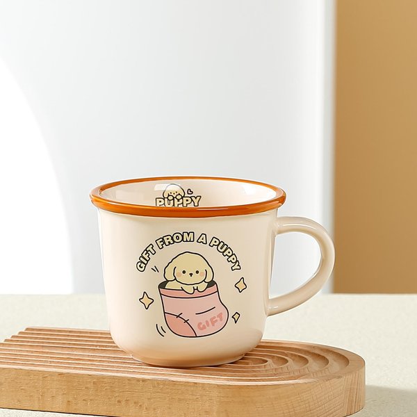 Taza De CeráMica Creativa De Dibujos Animados Taza De Conejito Lindo Aspecto Elevado Taza De Leche Para El Hogar Taza Para Beber Agua Para NiñA Taza De Desayuno 301-400Ml-image