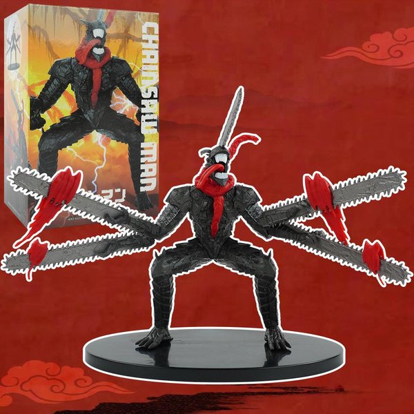Figura De Anime Chainsaw Man Espada De Samurai PVC 4 Cuchillos Lucha En Cuclillas AccióN ColeccióN De Escritorio Adornos Modelo Juguete Regalo 15CM With Box Black-image