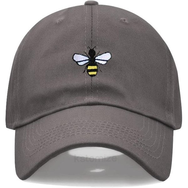 Gorras De BéIsbol De AlgodóN Lavado Con Bordado De Abeja Para Hombres Mujeres Gorra De Papá Gorra Snapback Ajustable Dropshipping Gray-image