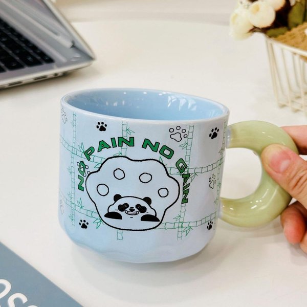 Taza De CeráMica En Relieve De Oso De Dibujos Animados Con Asa Taza Individual Linda Para NiñA Taza Para Beber Para Oficina Resistente A Altas Temperaturas Taza De Regalo 350ML-image