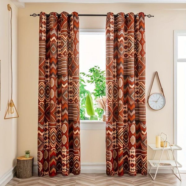 2 Piezas Cortinas De Ventana Boho Hippie - DecoracióN De HabitacióN ÁRbol De La Vida Para Dormitorio, Sala De Estar, Residencia De Estudiantes - DecoracióN Para El Hogar Suave Y Elegante W50 X H130(Cm)X2&Grommet Top-image