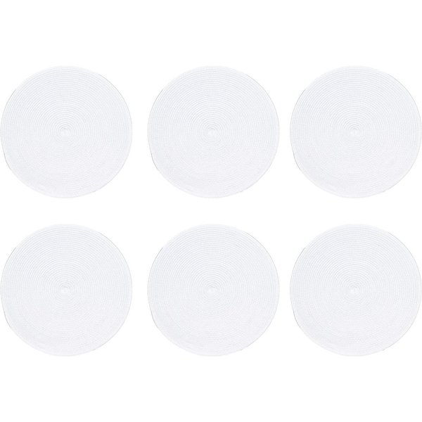 6PCS Individual Redondo Tejido Blanco Mantel Individual Aislamiento TéRmico FáCil De Limpiar Accesorio De Comedor VersáTil-image
