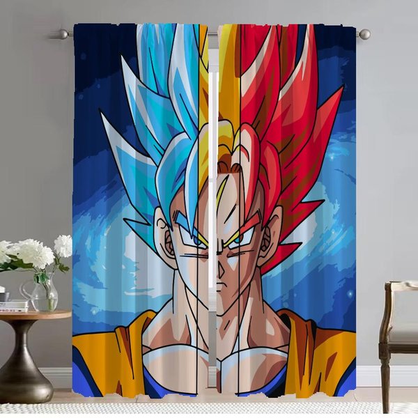 Cortinas Blackout Para CáMara Cortinas De Dragon Ball Cortinas Para HabitacióN Infantil DecoracióN De Halloween Tul Para Dormitorio ParticióN Estores Cortina W50Xh70Cmx2Pcs-Cl Blue-image
