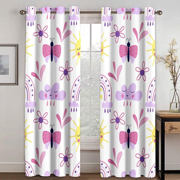 Cortinas De Ventana De Lujo Con Bonitos Animales, Flores, Rosas, Para Dormitorio De NiñOs, Sala De Estar, Tratamientos, DecoracióN De Cocina, Persianas W50 X H130(Cm)X2&Grommet Top-image