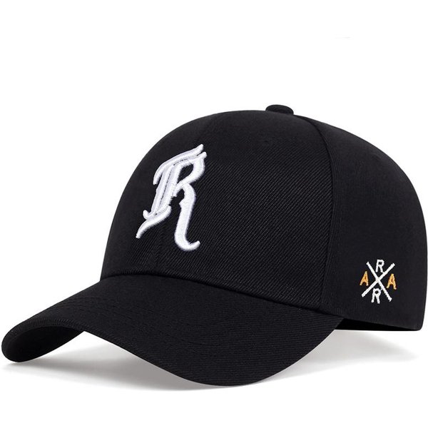 Bordado De Letra R Gorras De BéIsbol Para Mujeres Hombres OtoñO Invierno AlgodóN Ajustable Snapback Sombrero Casual Hip Hop Gorra Femenina Black-image