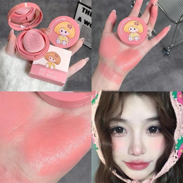 Rubor En Crema CojíN De Aire Maquillaje Nude Natural Iluminador Tinte Para Mejillas Rubor Con Borla Rosa MelocotóN Rouge Contorno Para Chica Rubor Mousse-image
