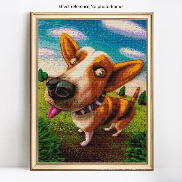 Pintura De Diamantes 5D DIY Dibujo Animado Lindo Perro Bordado De Diamantes Punto De Cruz Imagen Diamante De ImitacióN 20X30CM-image