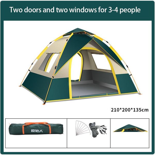 Tienda De CampañA Plegable Para Exteriores, Con Apertura AutomáTica Y RáPida, Para 3 O 4 Personas Verde Oscuro-image