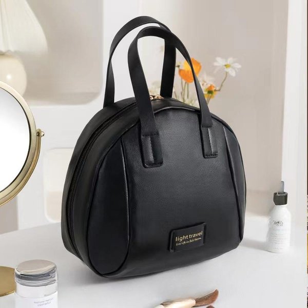 Bolsa De Almacenamiento CosméTico PortáTil De PU De Gran Capacidad Con Cremallera MetáLica Bolsa De Maquillaje Bolsa De Tocador De Viaje-image
