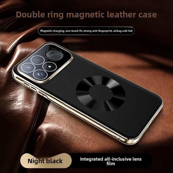Luksusowe Magnetyczne Etui Ochronne Ze SkóRy PU Na Telefon Xiaomi Poco F9 Ultra F9 Pro F8 Ultra F8 Pro Dla Magsafe Bezprzewodowe ŁAdowanie Pokrowiec Ochronny Poco F9 Ultra Czarny-image