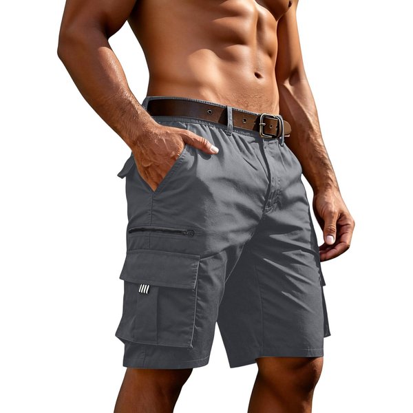 Pantalones Cortos Cargo De Corte Relajado Para Hombre Con MúLtiples Bolsillos Verano Ligeros Para Actividades Al Aire Libre M-image