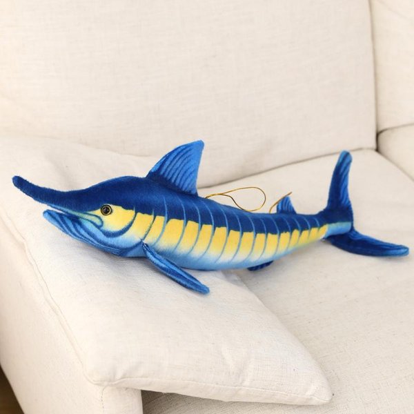 Juguete De Peluche De Pez Simulado De 60/100/140 Cm Organismo De Pez Realista Pez Vela Azul Almohada Suave Rellena DecoracióN Del Hogar Regalo Creativo 60Cm-image