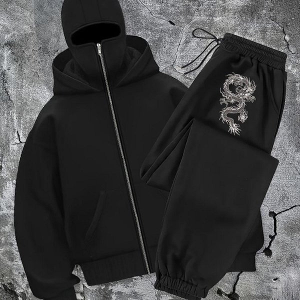 Conjunto De Sudadera Con Capucha Y PantalóN De CháNdal Estilo Urbano Comodidad Para Todas Las Estaciones Ropa Casual Sudadera Con Cremallera XL Gray-image