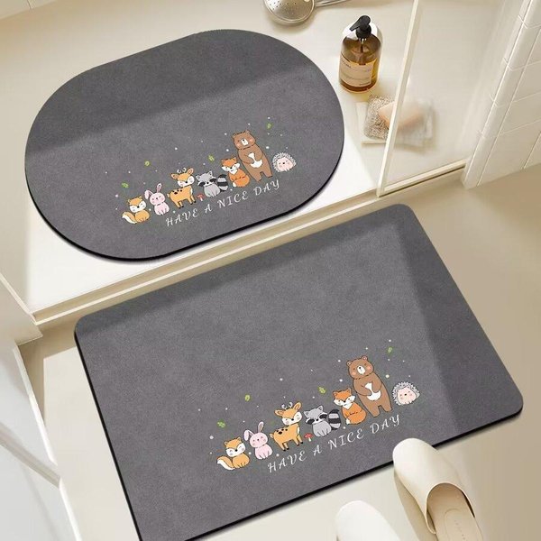 Nueva Alfombrilla Para BañO Ins Wind, Alfombrilla Antideslizante Para Puerta De Inodoro, Alfombrilla Absorbente De Barro De Diatomeas Para Inodoro 40 * 60 (2.5Mm) Square-image