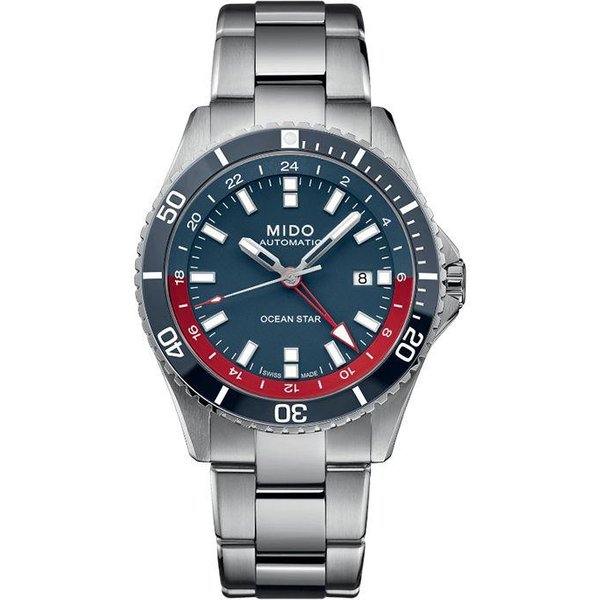 Reloj Mido Serie Commander Doble Zona Horaria Movimiento MecáNico AutomáTico Resistente Al Agua 200 Metros Relojes Para Hombre Azul M026.629.11.041.00 Regular Watch Box Gray-image