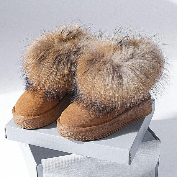 Nowe Wysokie Buty ŚNiegowce Prawdziwa SkóRa Owcza Naturalne Futro WełNa Damskie Buty Zimowe Modne Damskie Botki Codzienne Buty 38-image