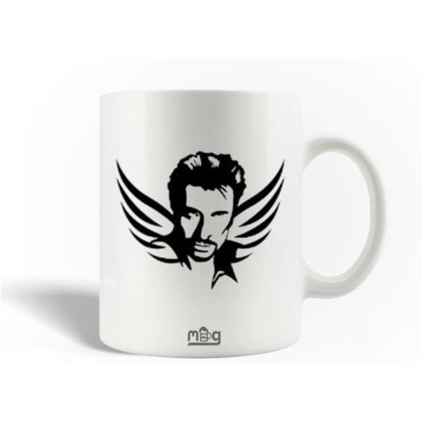 Taza De CeráMica - Johnny Hallyday - Negra - 30Cl - Apta Para Lavavajillas - Redonda-image