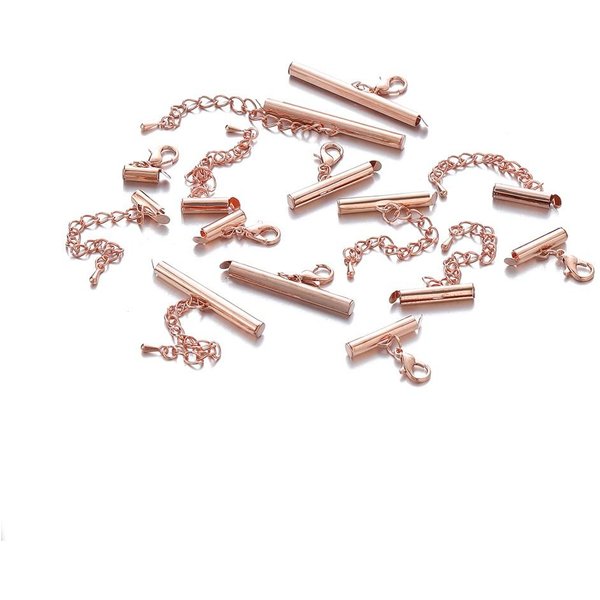10 Juegos Cierre Pinza De Langosta 10-40 Mm Ganchos Conectores De Extremo De Pulsera Cierre Deslizante Cadena Extensora Para Hacer JoyeríA DIY Componente 13Mmx 10 Sets Oro Rosa-image