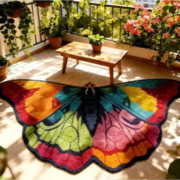 Nieregularny KształT Motyl Pluszowy Dywanik, AntypośLizgowy MięKki Dywanik PodłOgowy Przytulna Mata Do Salonu Sypialni WystróJ Domu 50X80Cm-image