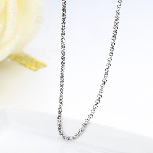 Collar De Cadena Rolo Circular De Plata De Ley 925 De 40-90 Cm Para Mujer NiñA JoyeríA De Italia Kolye Collares Collane Collier Ketting Sieraden 80Cm White-image