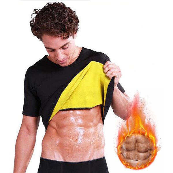 Hombres Entrenamiento Sauna Traje Neopreno Manga Corta Sudor Camisa Body Shaper Entrenamiento PéRdida De Peso Camisa Xxxl-image