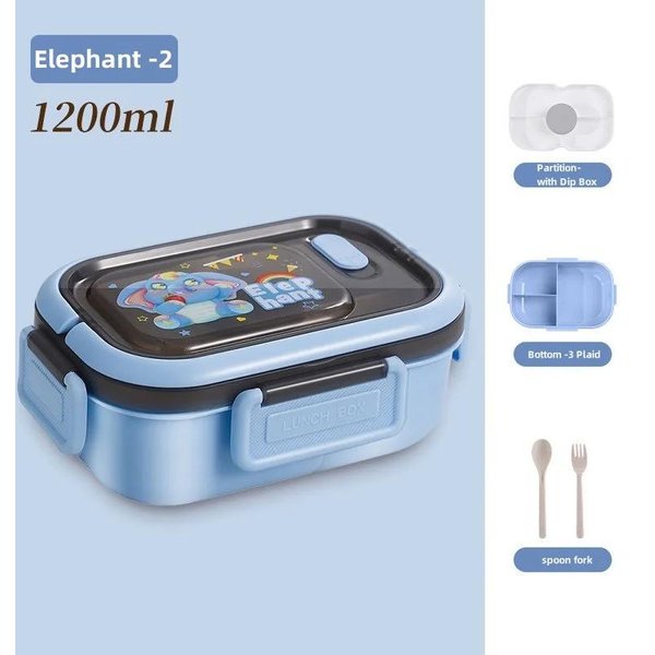 Fiambrera PortáTil De Doble Capa Con Compartimentos Para Ensaladas Y Frutas, Con Asas, Ideal Para Estudiantes Y Trabajadores, Ideal Para Microondas, Con Tenedor Y Cuchara.-image