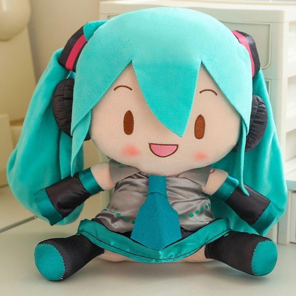 KreskóWkowa Pluszowa Zabawka Hatsune Miku Wypchana Lalka Klasyczna Anime Urocza Lalka Fufu Hatsune Miku Przytulna Pluszowa Poduszka Prezent Zaprojektowany Dla Dziewczynek Blue-image