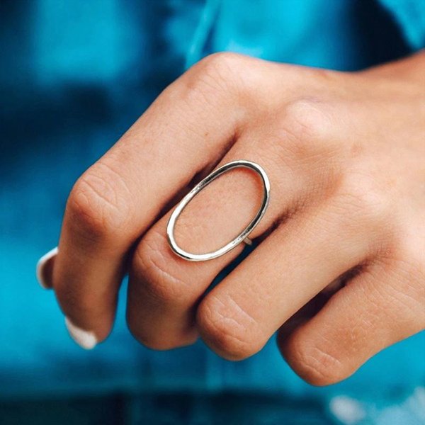 Anillos Huitan Con DiseñO GeoméTrico Ovalado Y Hueco Para Mujer, Estilo MetáLico, Accesorios Modernos De Moda Para Mujer, JoyeríA Llamativa Para Uso Diario. 9 Blue-image