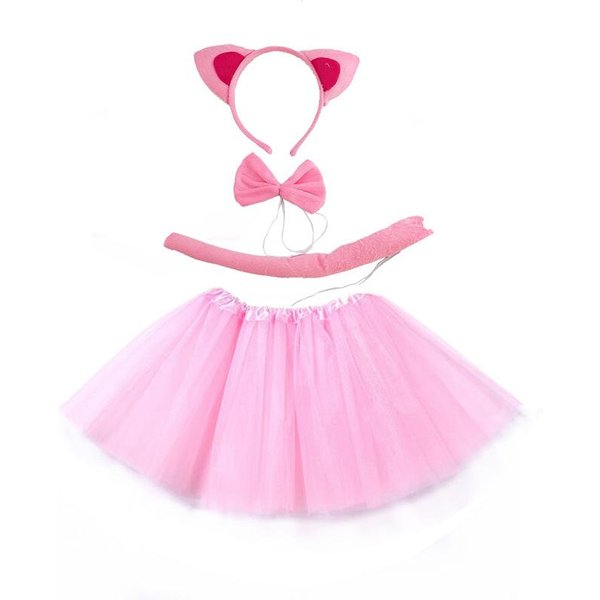 Akcesoria Imprezowe Uszy Kota Cosplay Opaska Na GłOwę SpóDniczka Tutu Ogon RęKawiczki Zestaw Halloween Cosplay Karnawał Prezent Urodzinowy StróJ One Size-image