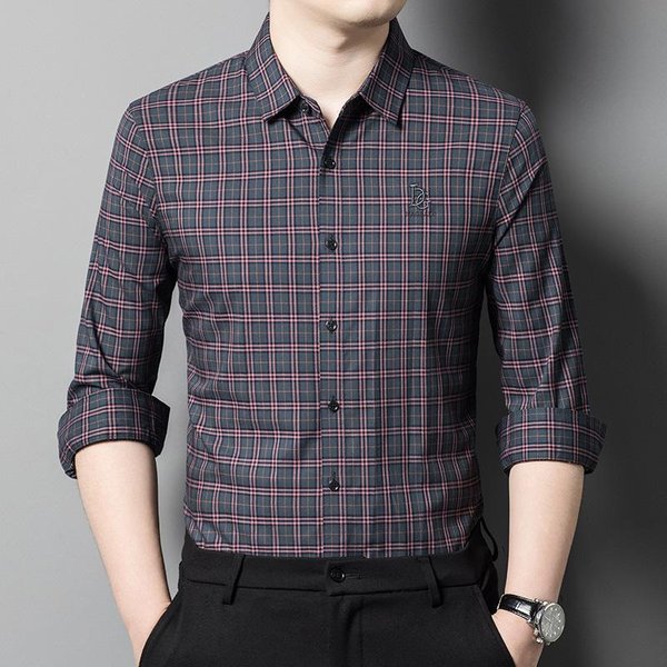 Camisas De Manga Larga Para Hombre Nuevas De Primavera Y OtoñO, Camisas Transpirables De Negocios, Tops Casuales De Moda Para Hombre 4XL Gray-image
